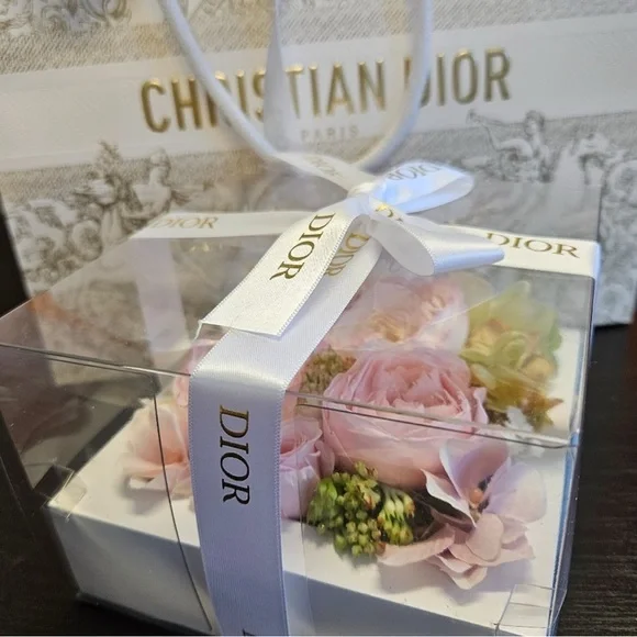 Dior Gift Framed Bouquet with Pink and Green Roses